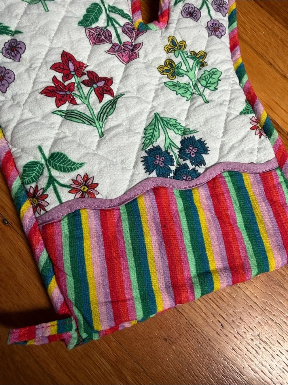 Furbish Studio Block Print Quilted Oven Mitts Cotton
